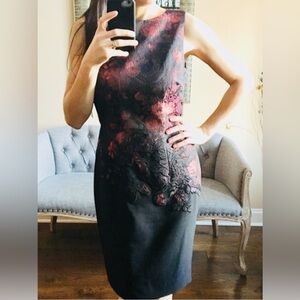 Chic Black and Red Floral Lace Mini Dress